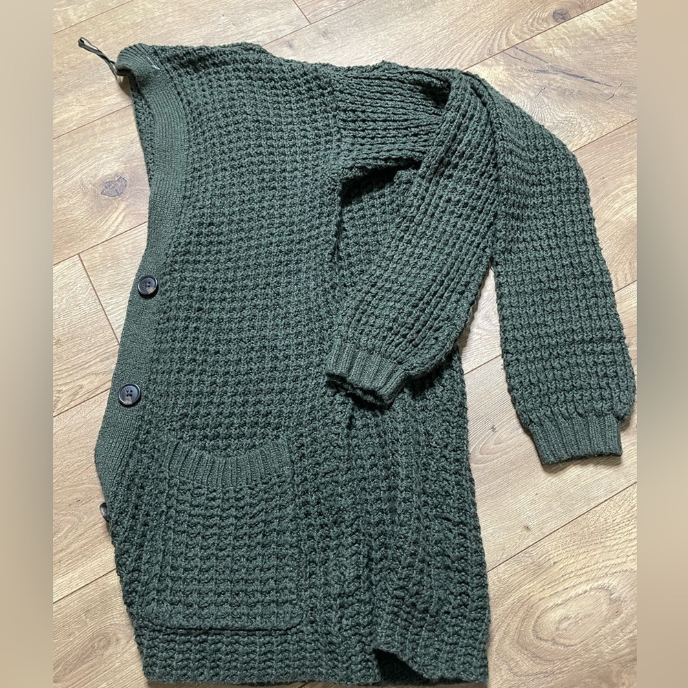 American Eagle Outfitters Dark Green waffle-knit cardigan size XS - Picture 7 of 12
